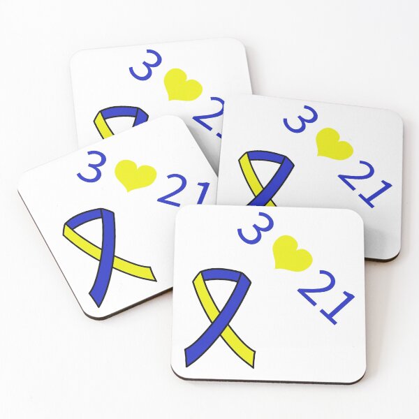 Item preview, Down Syndrome Blue And Yellow Awareness Ribbon White Background designed and sold by KTCreativeSide.
