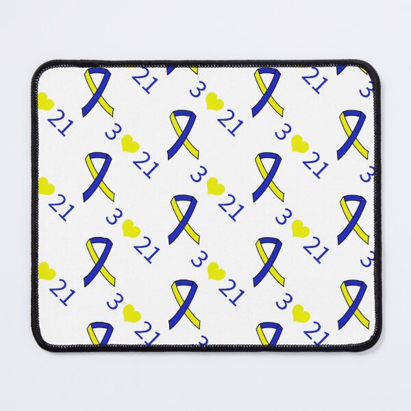 Item preview, Down Syndrome Blue And Yellow Awareness Ribbon White Background designed and sold by KTCreativeSide.