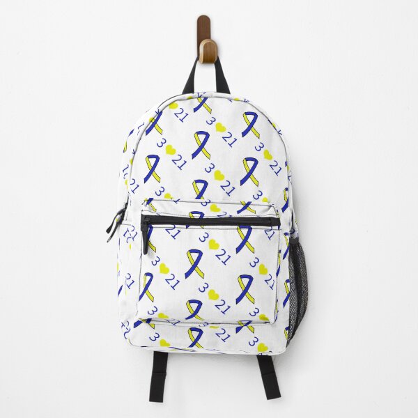 Item preview, Down Syndrome Blue And Yellow Awareness Ribbon White Background designed and sold by KTCreativeSide.