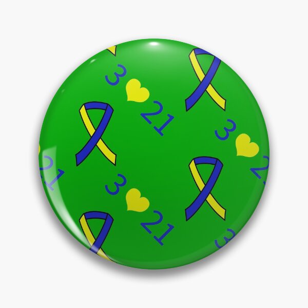 Item preview, Down Syndrome Blue And Yellow Awareness Ribbon Green Background designed and sold by KTCreativeSide.