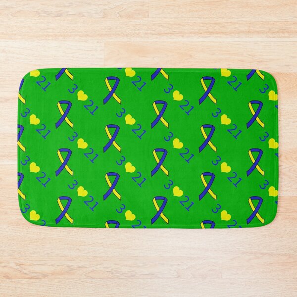 Item preview, Down Syndrome Blue And Yellow Awareness Ribbon Green Background designed and sold by KTCreativeSide.