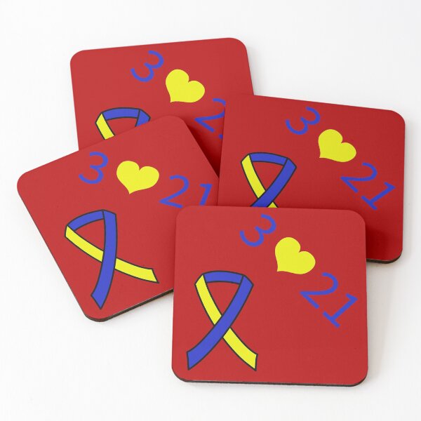 Item preview, Down Syndrome Blue And Yellow Awareness Ribbon Red Background designed and sold by KTCreativeSide.