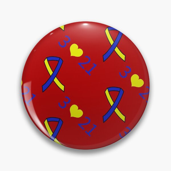 Item preview, Down Syndrome Blue And Yellow Awareness Ribbon Red Background designed and sold by KTCreativeSide.