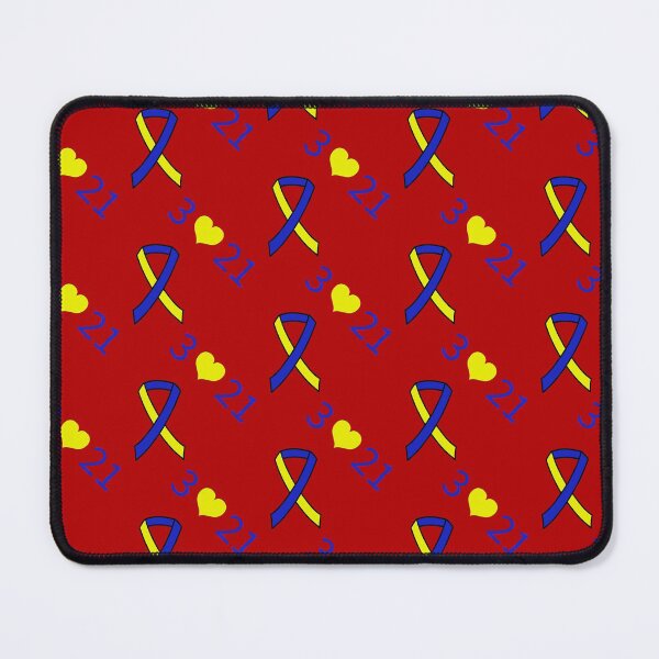 Item preview, Down Syndrome Blue And Yellow Awareness Ribbon Red Background designed and sold by KTCreativeSide.