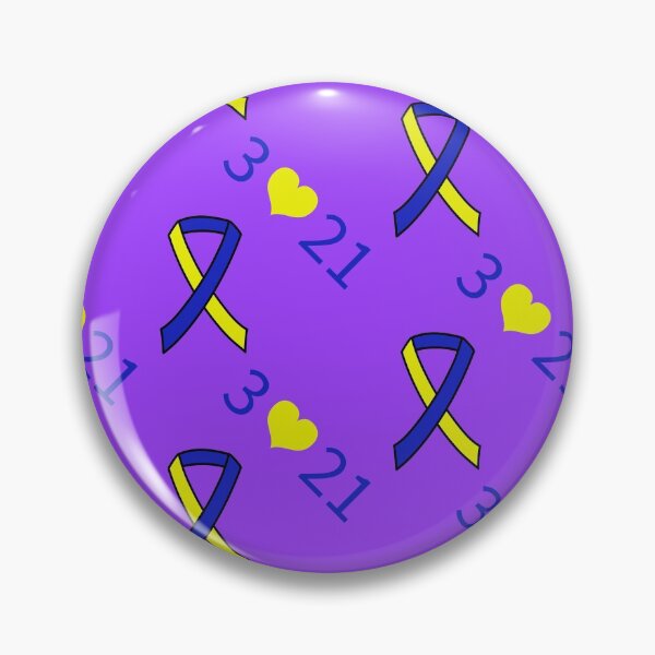 Item preview, Down Syndrome Blue And Yellow Awareness Ribbon Purple Background designed and sold by KTCreativeSide.