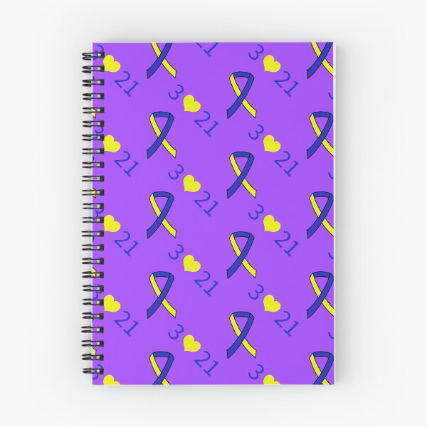 Item preview, Down Syndrome Blue And Yellow Awareness Ribbon Purple Background designed and sold by KTCreativeSide.