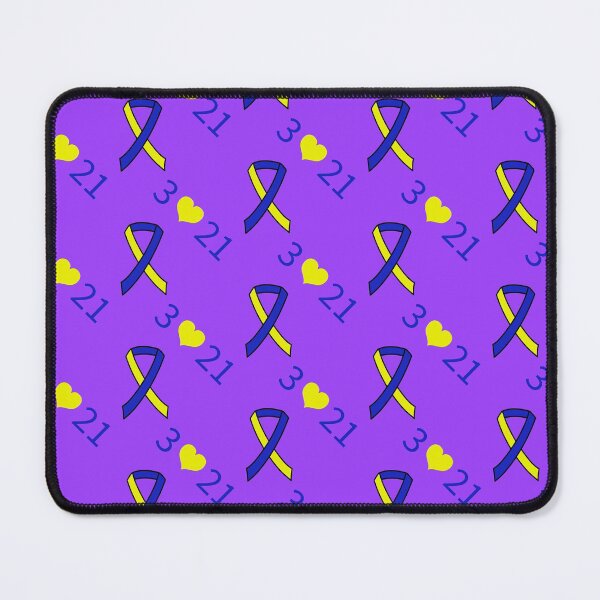 Item preview, Down Syndrome Blue And Yellow Awareness Ribbon Purple Background designed and sold by KTCreativeSide.