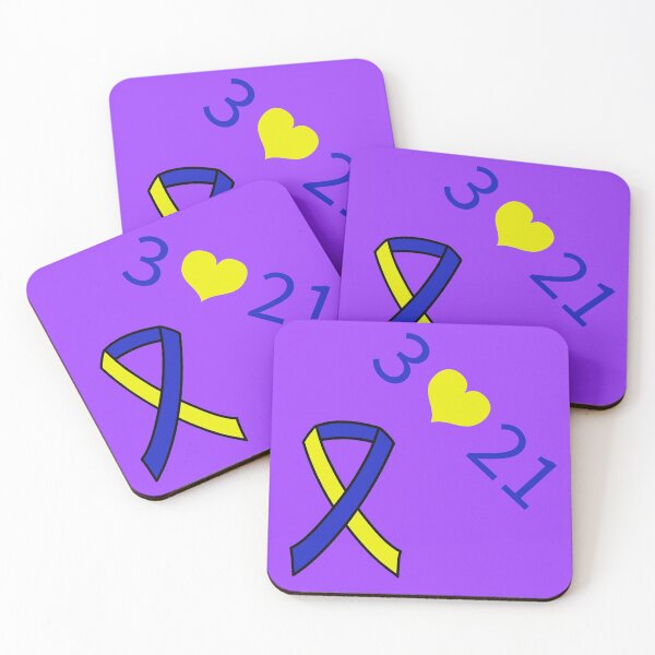 Item preview, Down Syndrome Blue And Yellow Awareness Ribbon Purple Background designed and sold by KTCreativeSide.