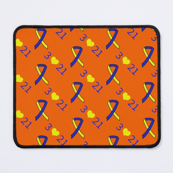 Item preview, Down Syndrome Blue And Yellow Awareness Ribbon Orange Background designed and sold by KTCreativeSide.