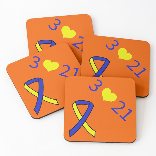 Item preview, Down Syndrome Blue And Yellow Awareness Ribbon Orange Background designed and sold by KTCreativeSide.