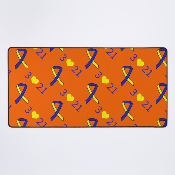 Item preview, Down Syndrome Blue And Yellow Awareness Ribbon Orange Background designed and sold by KTCreativeSide.