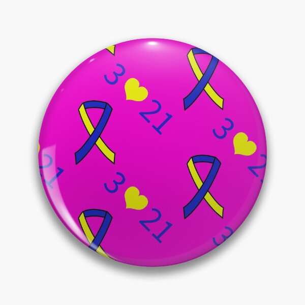 Item preview, Down Syndrome Blue And Yellow Awareness Ribbon Pink Background designed and sold by KTCreativeSide.