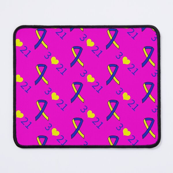 Item preview, Down Syndrome Blue And Yellow Awareness Ribbon Pink Background designed and sold by KTCreativeSide.