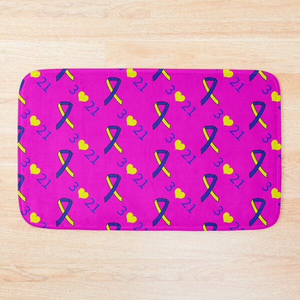 Item preview, Down Syndrome Blue And Yellow Awareness Ribbon Pink Background designed and sold by KTCreativeSide.