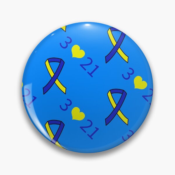 Item preview, Down Syndrome Blue And Yellow Awareness Ribbon Blue Background designed and sold by KTCreativeSide.