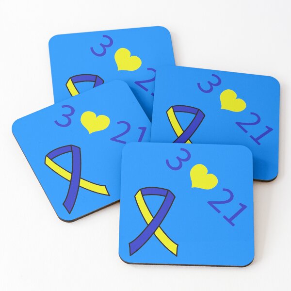 Item preview, Down Syndrome Blue And Yellow Awareness Ribbon Blue Background designed and sold by KTCreativeSide.