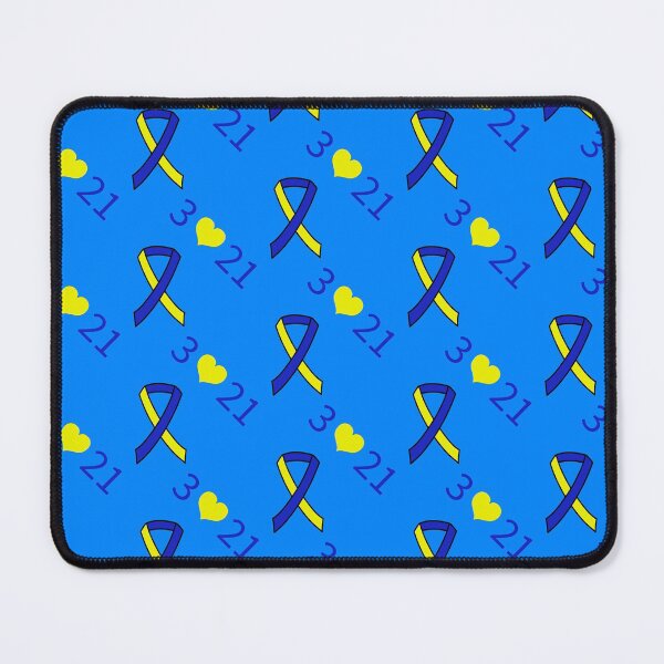 Item preview, Down Syndrome Blue And Yellow Awareness Ribbon Blue Background designed and sold by KTCreativeSide.