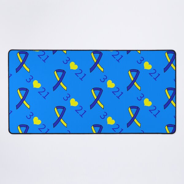 Item preview, Down Syndrome Blue And Yellow Awareness Ribbon Blue Background designed and sold by KTCreativeSide.