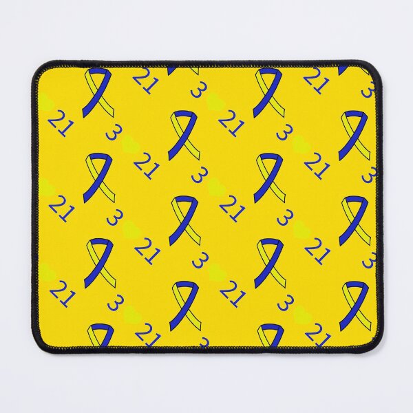 Item preview, Down Syndrome Blue And Yellow Awareness Ribbon Yellow Background designed and sold by KTCreativeSide.
