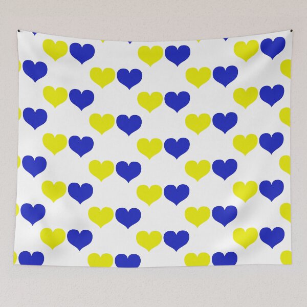Item preview, Down Syndrome Blue And Yellow Awareness Hearts White Background designed and sold by KTCreativeSide.