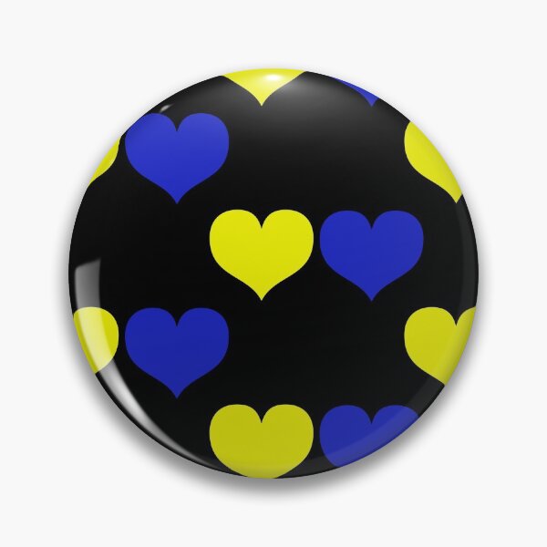 Item preview, Down Syndrome Blue And Yellow Awareness Hearts Black Background designed and sold by KTCreativeSide.