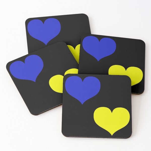 Item preview, Down Syndrome Blue And Yellow Awareness Hearts Black Background designed and sold by KTCreativeSide.