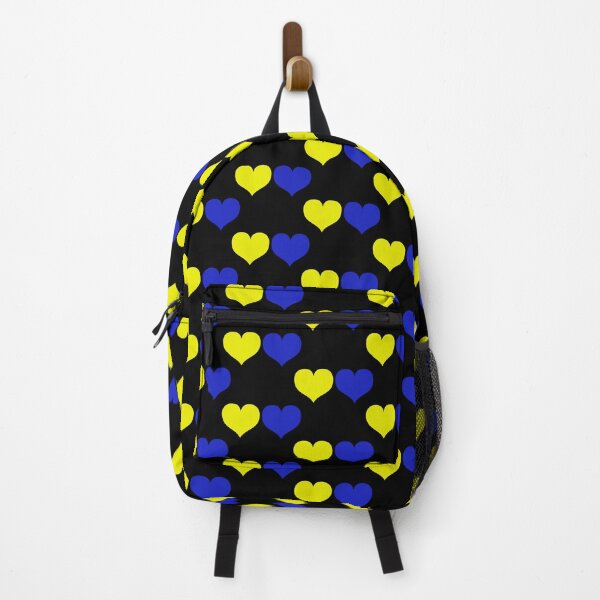 Item preview, Down Syndrome Blue And Yellow Awareness Hearts Black Background designed and sold by KTCreativeSide.