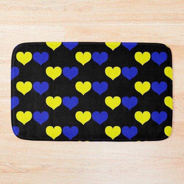 Item preview, Down Syndrome Blue And Yellow Awareness Hearts Black Background designed and sold by KTCreativeSide.