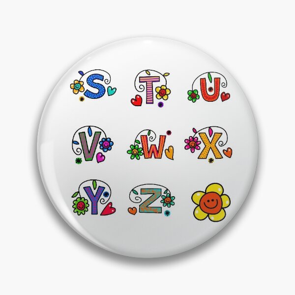 Item preview, Alphabet Sticker Pack #3 of 3 Letters S-Z Bright Colors Dots Squares Circle Patterns Smiley Faces designed and sold by Hanlar.