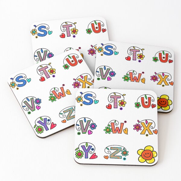 Item preview, Alphabet Sticker Pack #3 of 3 Letters S-Z Bright Colors Dots Squares Circle Patterns Smiley Faces designed and sold by Hanlar.