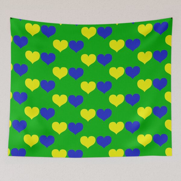 Item preview, Down Syndrome Blue And Yellow Awareness Hearts Green Background designed and sold by KTCreativeSide.