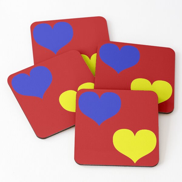 Item preview, Down Syndrome Blue And Yellow Awareness Hearts Red Background designed and sold by KTCreativeSide.