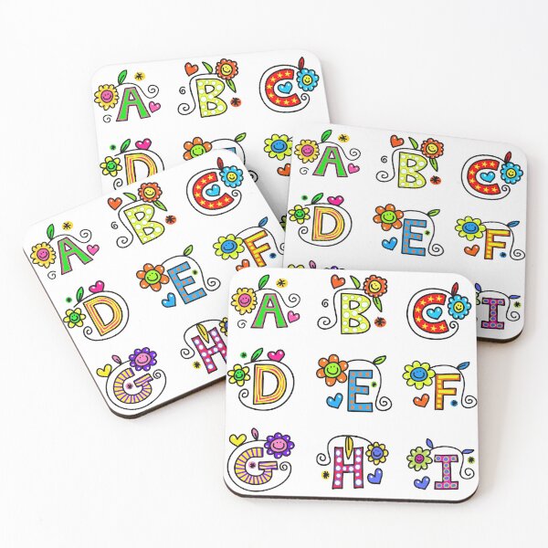 Item preview, Alphabet Sticker Pack #1 of 3 Letters A - I Bright Colors  Dots Squares Circle Patterns Smiley Faces designed and sold by Hanlar.