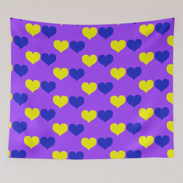 Item preview, Down Syndrome Blue And Yellow Awareness Hearts Purple Background designed and sold by KTCreativeSide.