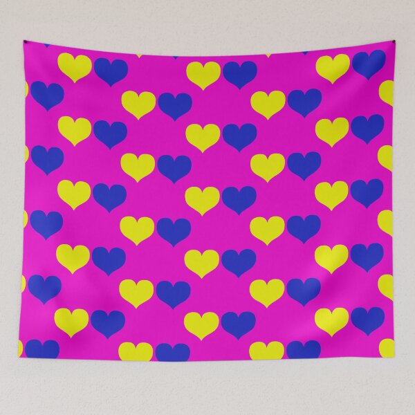 Item preview, Down Syndrome Blue And Yellow Awareness Hearts Pink Background designed and sold by KTCreativeSide.