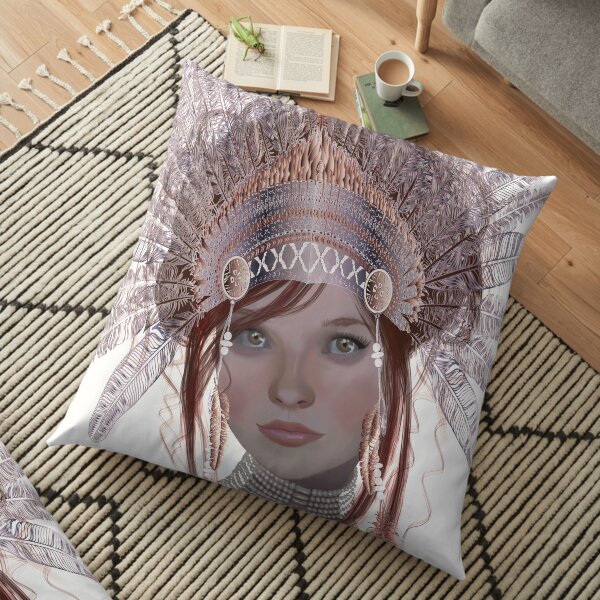 Headdress goddess mauve Floor Pillow