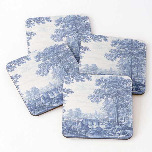 Item preview, Landscape with travelers, moody landscape in blue colors, frederik van frytom designed and sold by Mauswohn.