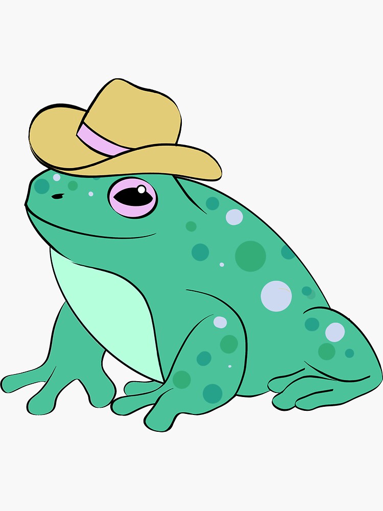 cute-frog-with-cowboy-hat-sticker-for-sale-by-mwstickers-redbubble