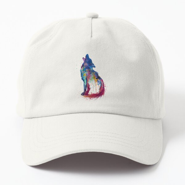 Howling Wolf Watercolor Silhouette Dad Hat