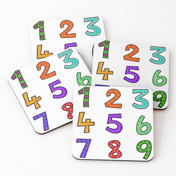 Item preview, Numbers Sticker Pack #1 of 3 Numbers 1-9 Bright Colors Dots Squares Circle Patterns designed and sold by Hanlar.