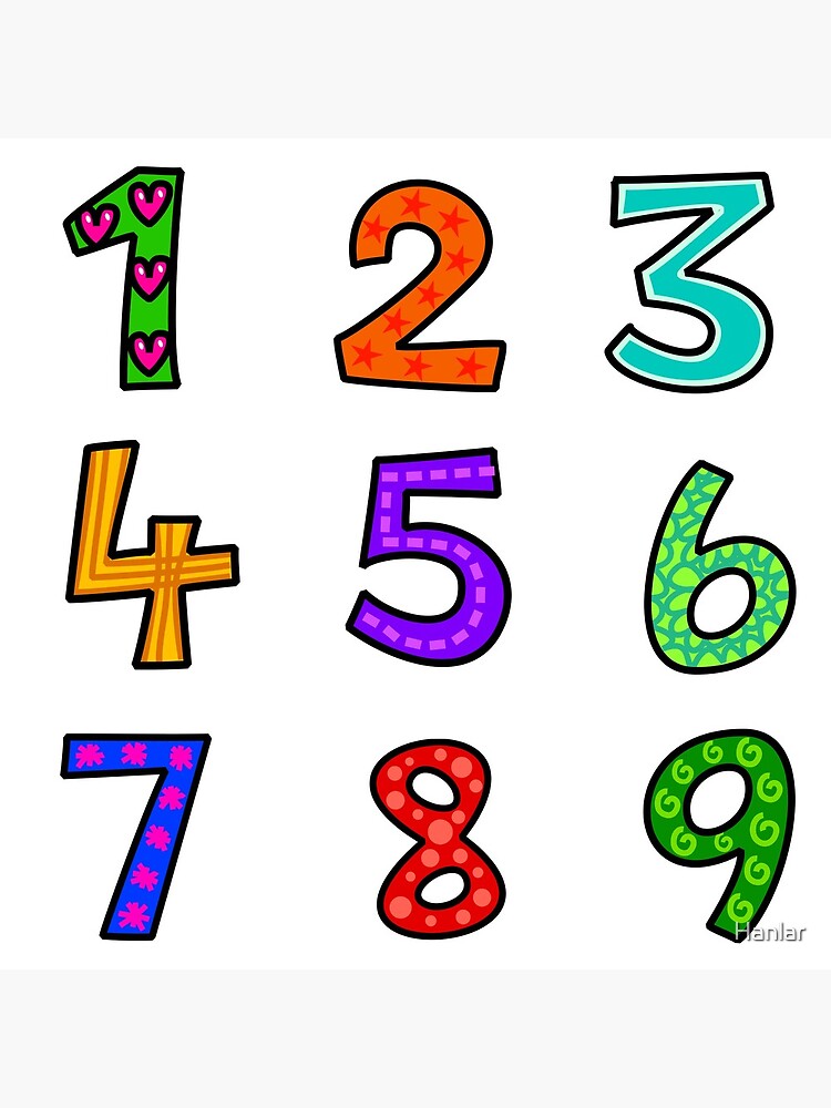"Numbers Sticker Pack 1 of 3 Numbers 19 Bright Colors Dots Squares