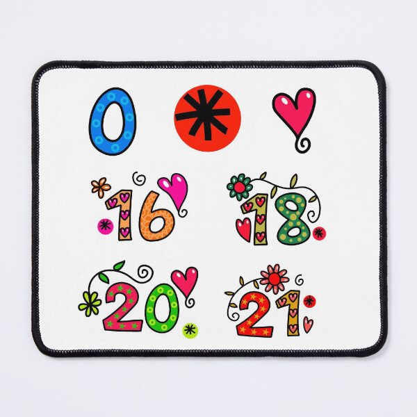 Item preview, Numbers Sticker Pack #2 of 3 Numbers 0 16 18 20 21 Bright Colors Dots Squares Circle Patterns designed and sold by Hanlar.