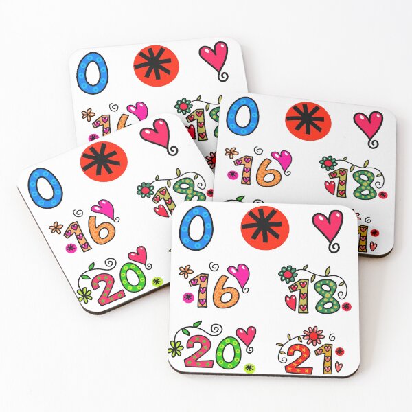 Item preview, Numbers Sticker Pack #2 of 3 Numbers 0 16 18 20 21 Bright Colors Dots Squares Circle Patterns designed and sold by Hanlar.