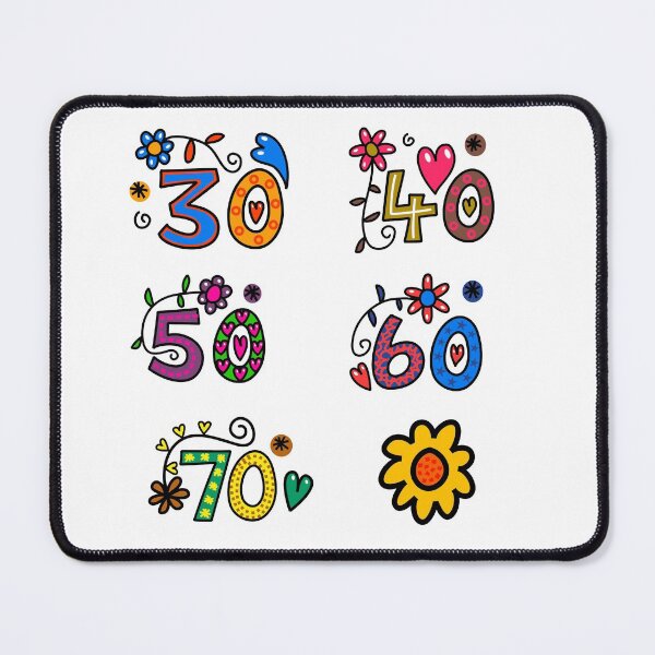Item preview, Numbers Sticker Pack #3 of 3 Numbers 30 40 50 60 70 Bright Colors Dots Squares Circle Patterns designed and sold by Hanlar.