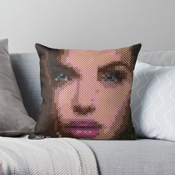 Angelina Jolie Perler Bead Art Throw Pillow