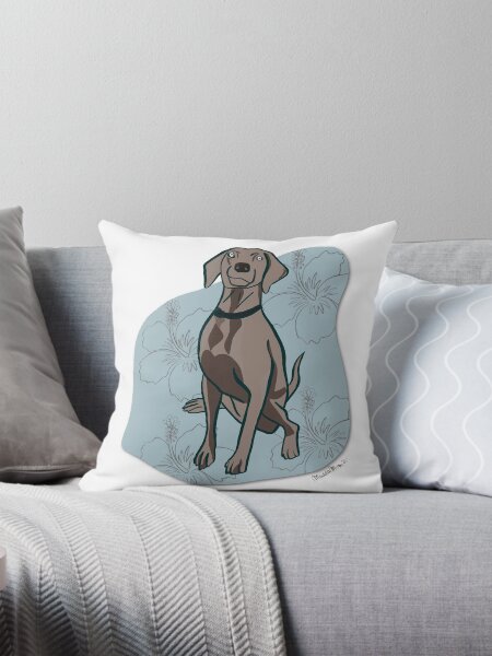 Item preview, A happy Weimaraner dog with Hawaiian mood background designed and sold by MaddaMom.