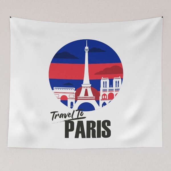 Item preview, Travel to Paris France Vintage Retro Flag Colors Sunset style Design. Black text designed and sold by epicmarketing.