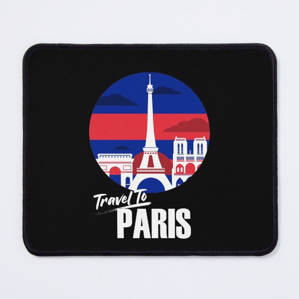 Item preview, Travel to Paris France Vintage Retro Flag Colors Sunset style Design. White text designed and sold by epicmarketing.