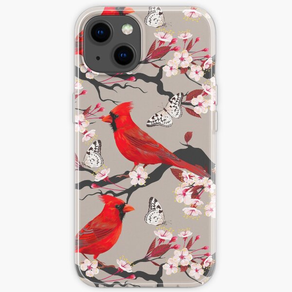 Cardinals Floral Picture iPhone Soft Case