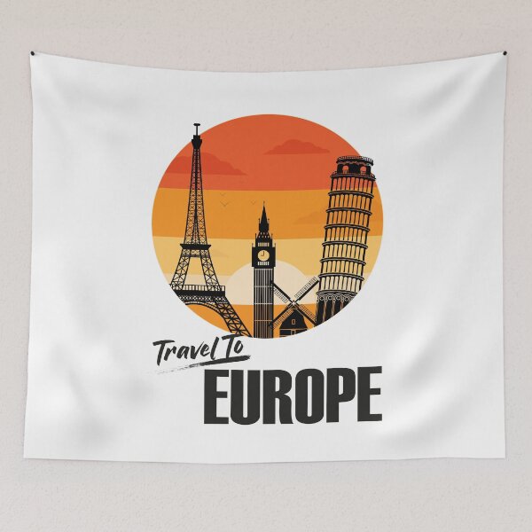 Item preview, Travel to Europe Paris London Vintage Retro Sunset style Design. Black text designed and sold by epicmarketing.